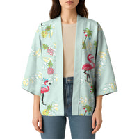 Aloha Hawaii Christmas Seamless Kimono Plumeria Lei