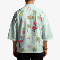 Aloha Hawaii Christmas Seamless Kimono Plumeria Lei