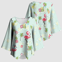 Aloha Hawaii Christmas Seamless Kimono Sleeve Blouse Plumeria Lei LT7 - Polynesian Pride