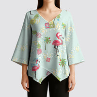 Aloha Hawaii Christmas Seamless Kimono Sleeve Blouse Plumeria Lei LT7 - Polynesian Pride