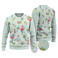 Aloha Hawaii Christmas Seamless Ugly Christmas Sweater Plumeria Lei LT7 Cerulean - Polynesian Pride
