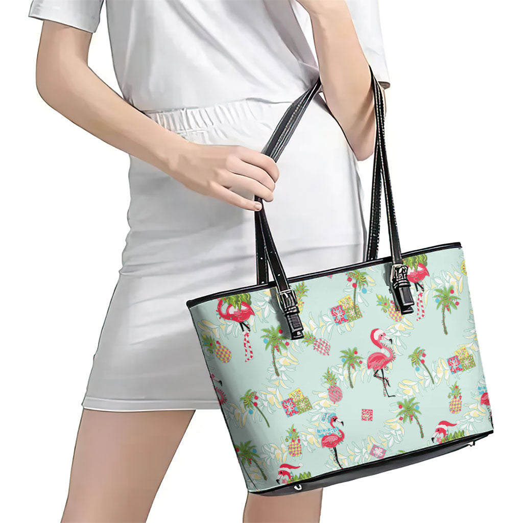 Aloha Hawaii Christmas Seamless Leather Tote Bag Plumeria Lei LT7 - Polynesian Pride