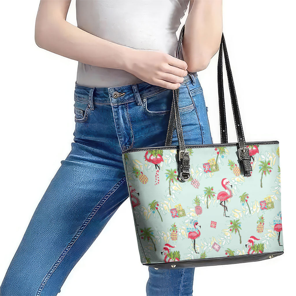 Aloha Hawaii Christmas Seamless Leather Tote Bag Plumeria Lei LT7 - Polynesian Pride