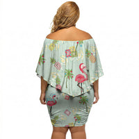 Aloha Hawaii Christmas Seamless Off Shoulder Short Dress Plumeria Lei LT7 - Polynesian Pride
