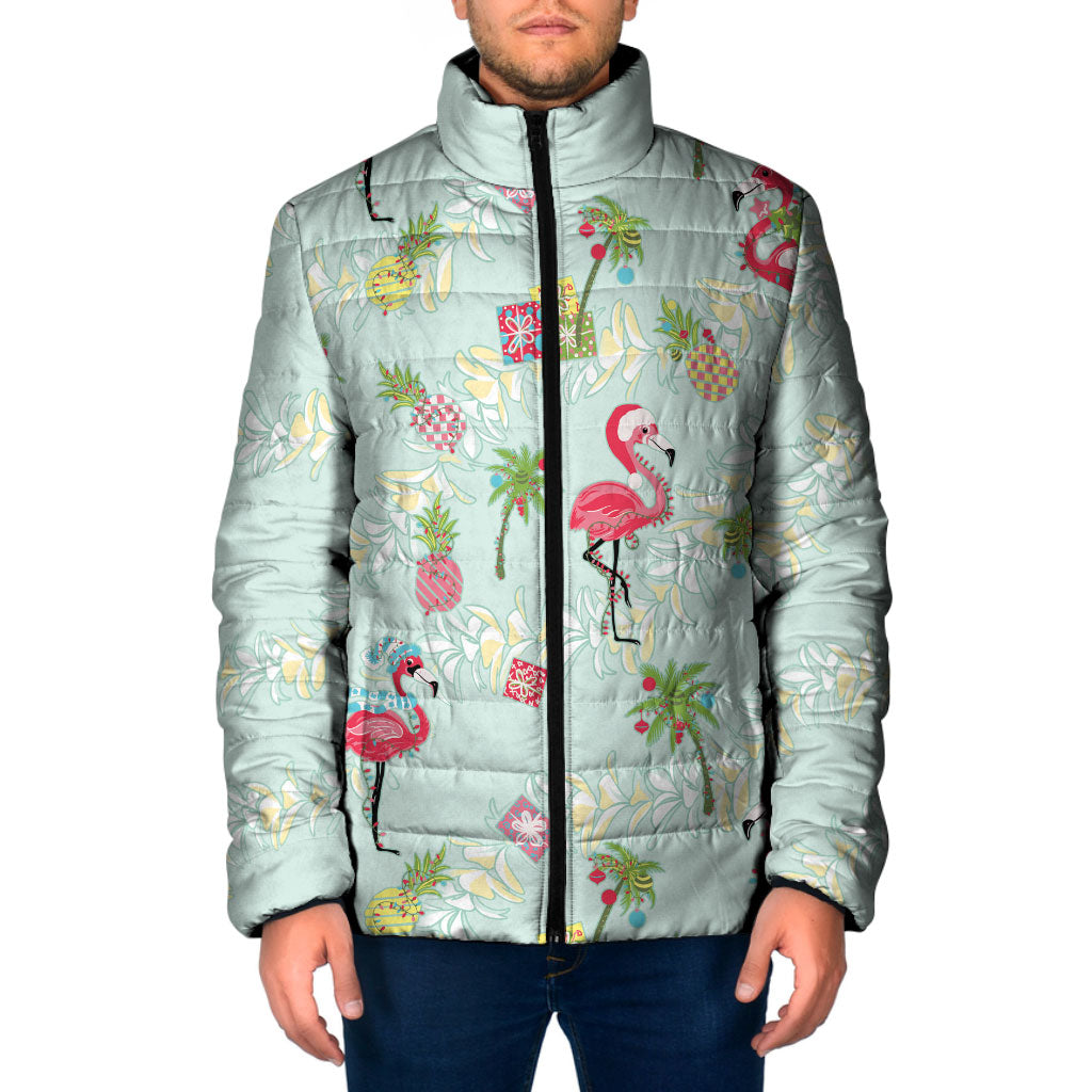 Aloha Hawaii Christmas Seamless Padded Jacket Plumeria Lei