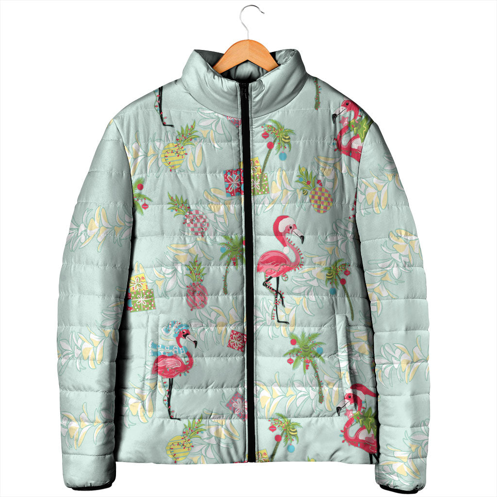 Aloha Hawaii Christmas Seamless Padded Jacket Plumeria Lei
