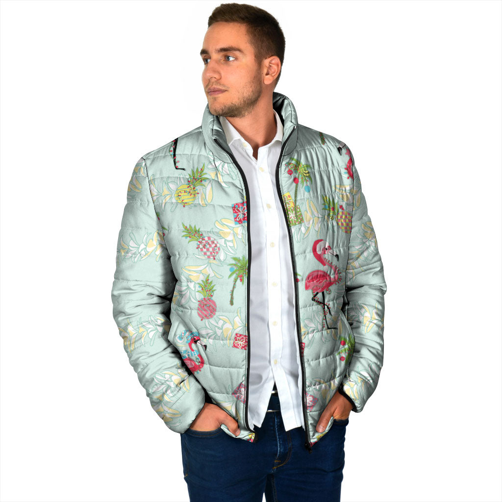 Aloha Hawaii Christmas Seamless Padded Jacket Plumeria Lei