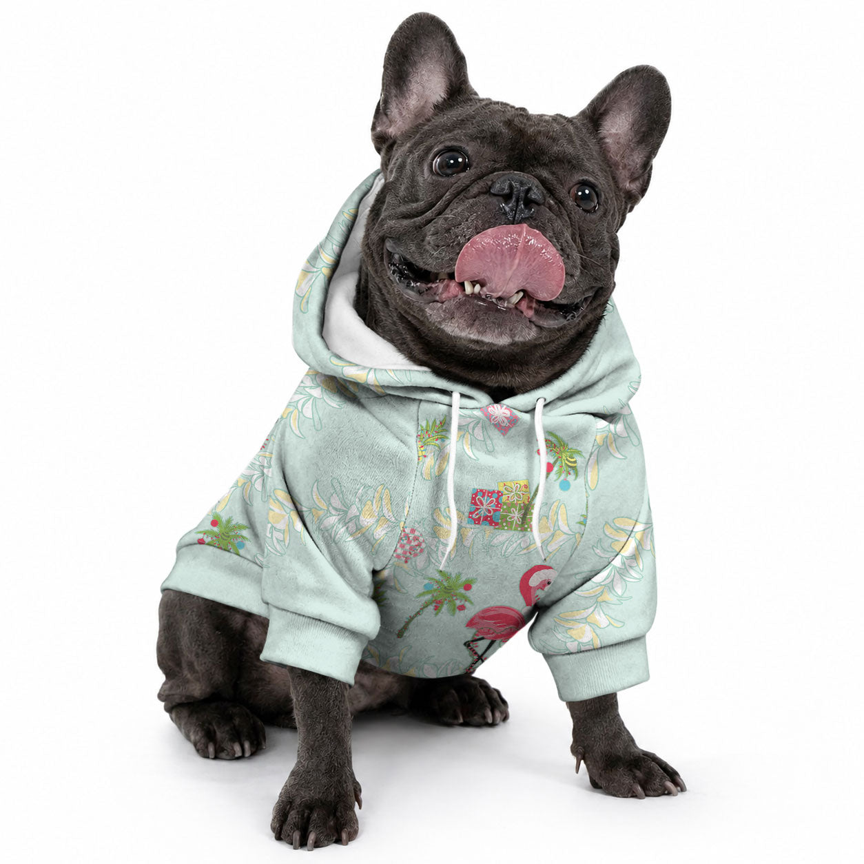 Aloha Hawaii Christmas Seamless Pet Hoodie Plumeria Lei