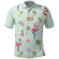 Aloha Hawaii Christmas Seamless Polo Shirt Plumeria Lei LT7 Cerulean - Polynesian Pride