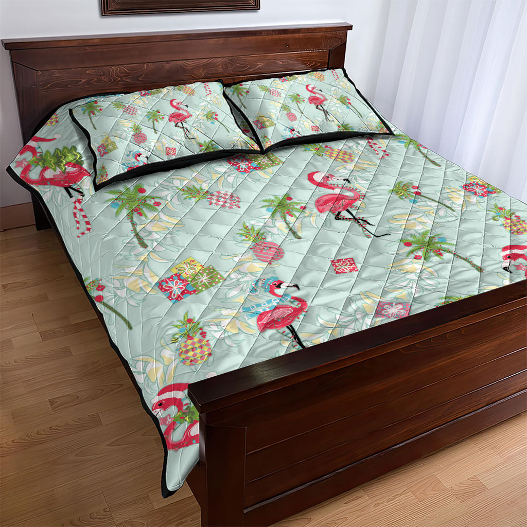 Aloha Hawaii Christmas Seamless Quilt Bed Set Plumeria Lei