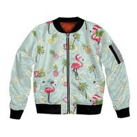 Aloha Hawaii Christmas Seamless Sleeve Zip Bomber Jacket Plumeria Lei