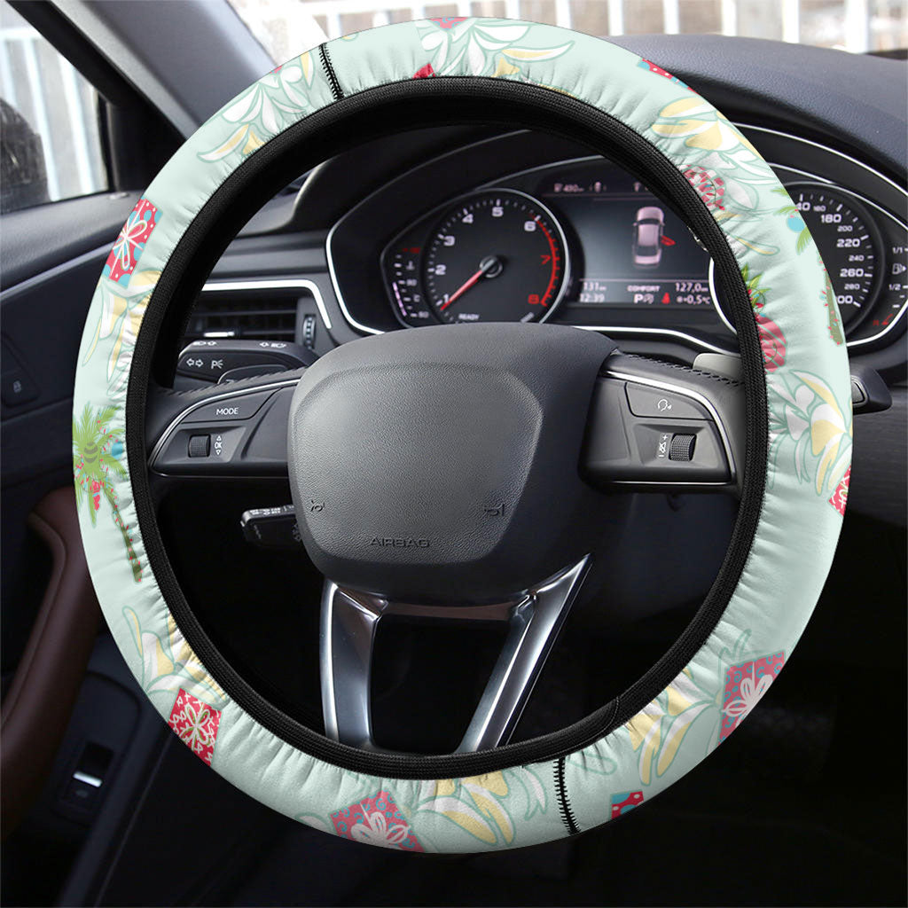 Aloha Hawaii Christmas Seamless Steering Wheel Cover Plumeria Lei LT7 - Polynesian Pride