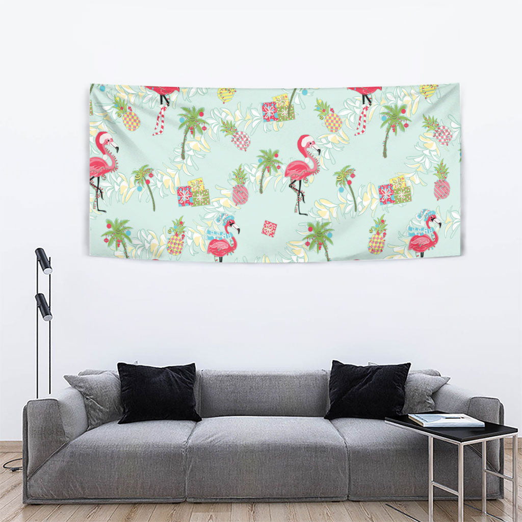 Aloha Hawaii Christmas Seamless Tapestry Plumeria Lei