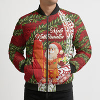 Mele Kalikimaka Hawaii Christmas Maile Lei Bomber Puffer Jacket Tropical Santa LT7 - Polynesian Pride