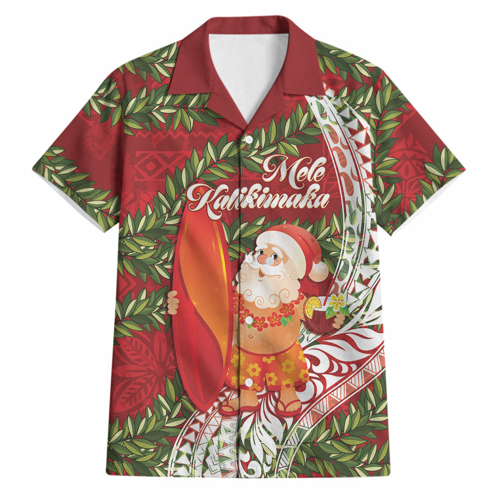 Mele Kalikimaka Hawaii Christmas Maile Lei Hawaiian Shirt Tropical Santa LT7 Red - Polynesian Pride