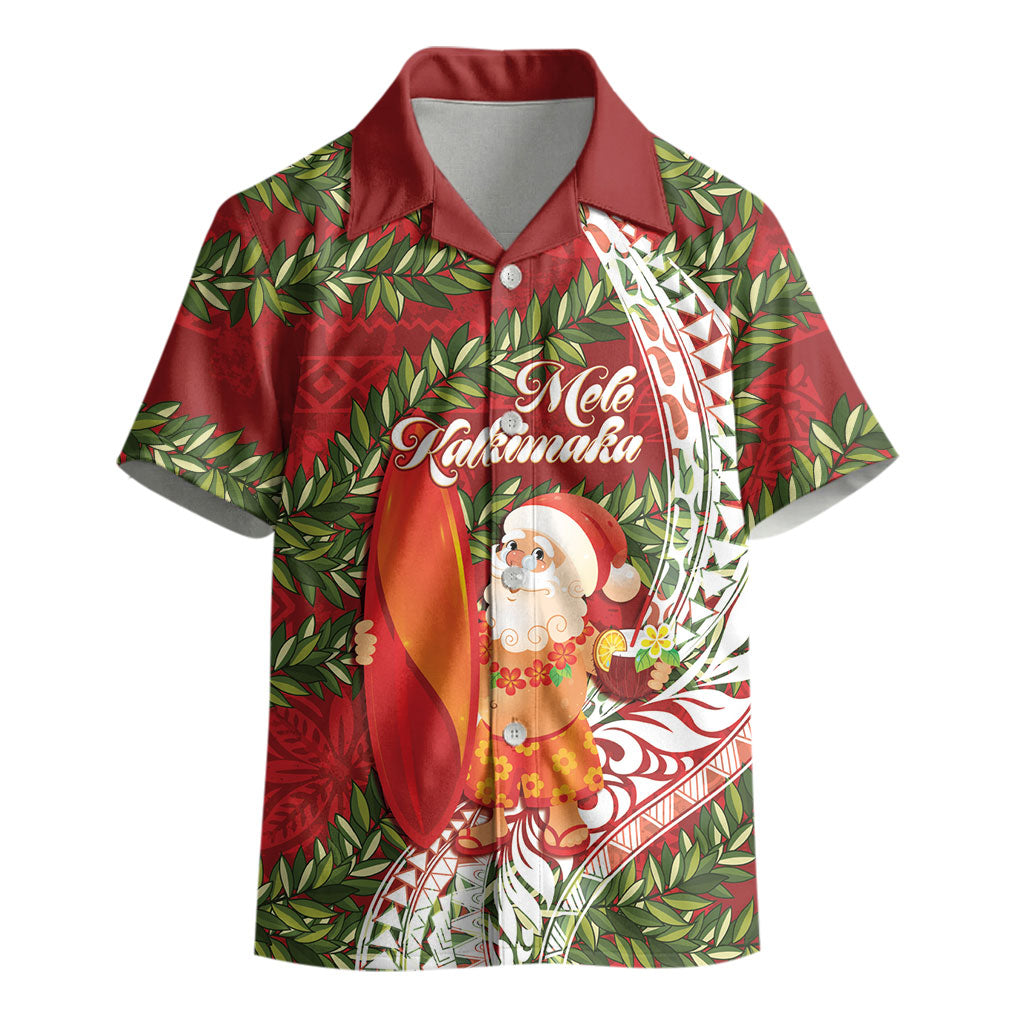Mele Kalikimaka Hawaii Christmas Maile Lei Kid Hawaiian Shirt Tropical Santa LT7 - Polynesian Pride