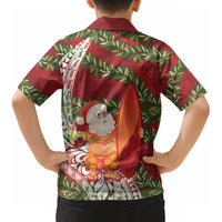 Mele Kalikimaka Hawaii Christmas Maile Lei Kid Hawaiian Shirt Tropical Santa LT7 - Polynesian Pride
