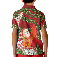 Mele Kalikimaka Hawaii Christmas Maile Lei Kid Polo Shirt Tropical Santa LT7 - Polynesian Pride