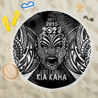 New Zealand Rugby Beach Blanket 2023 World Cup Aotearoa Haka Face LT7 One Size 150cm Black - Wonder Print Shop