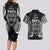 Custom New Zealand Rugby Couples Matching Long Sleeve Bodycon Dress and Hawaiian Shirt 2023 World Cup Aotearoa Haka Face LT7 - Polynesian Pride