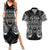 Custom New Zealand Rugby Couples Matching Summer Maxi Dress and Hawaiian Shirt 2023 World Cup Aotearoa Haka Face LT7 Black - Polynesian Pride