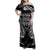 Custom New Zealand Rugby Family Matching Off Shoulder Maxi Dress and Hawaiian Shirt 2023 World Cup Aotearoa Haka Face LT7 Mom's Dress Black - Polynesian Pride