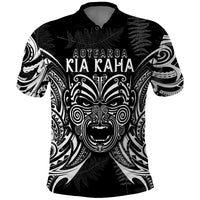 New Zealand Rugby Polo Shirt 2023 World Cup Aotearoa Haka Face LT7 Black - Polynesian Pride