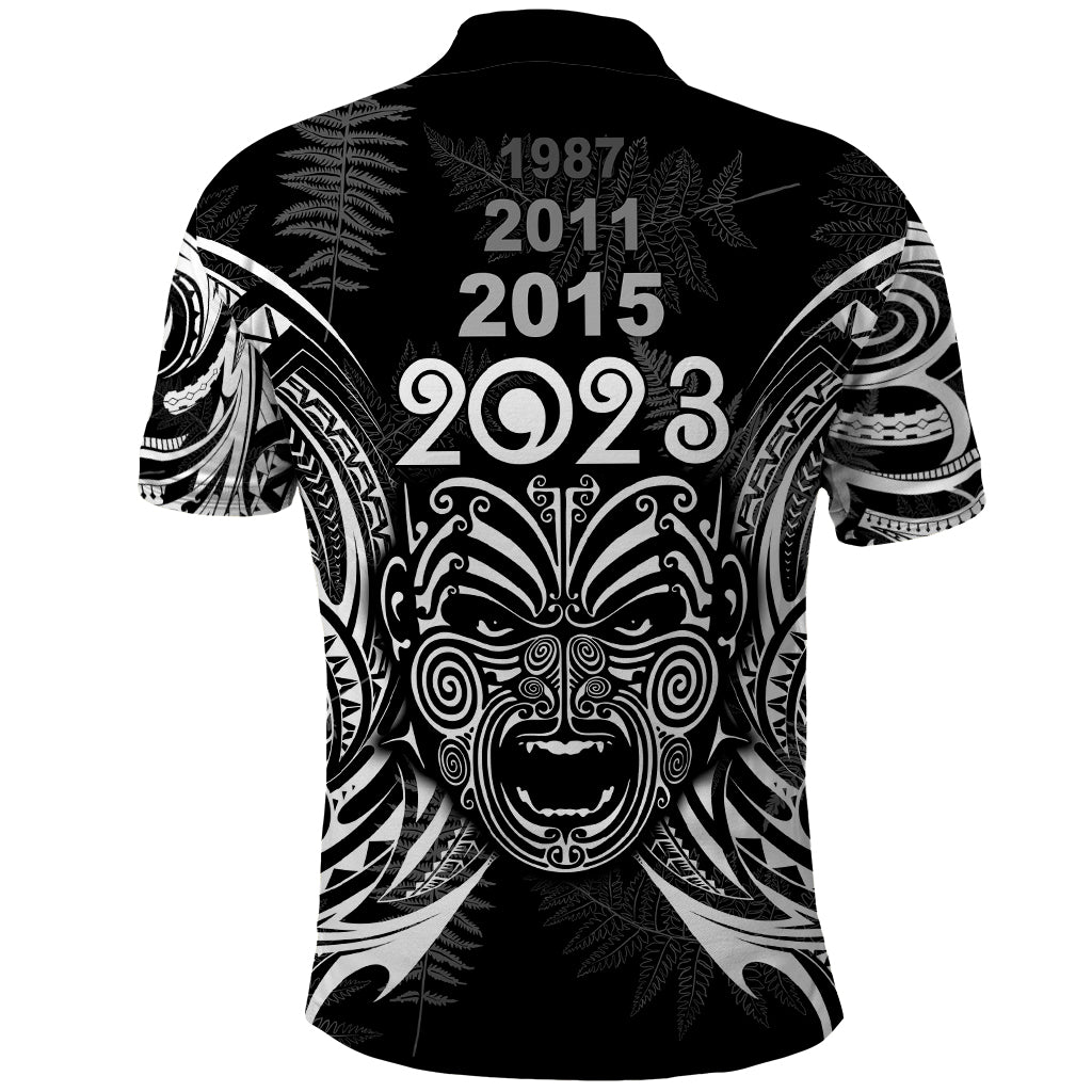 New Zealand Rugby Polo Shirt 2023 World Cup Aotearoa Haka Face LT7 - Polynesian Pride