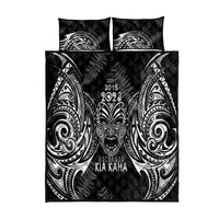 New Zealand Rugby Quilt Bed Set 2023 World Cup Aotearoa Haka Face LT7 Black - Polynesian Pride