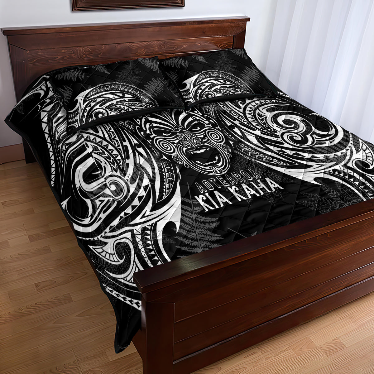 New Zealand Rugby Quilt Bed Set 2023 World Cup Aotearoa Haka Face LT7 - Polynesian Pride