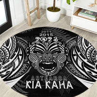 New Zealand Rugby Round Carpet 2023 World Cup Aotearoa Haka Face LT7 Black - Polynesian Pride