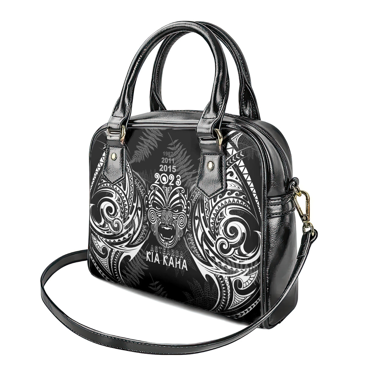 New Zealand Rugby Shoulder Handbag 2023 World Cup Aotearoa Haka Face LT7 - Polynesian Pride