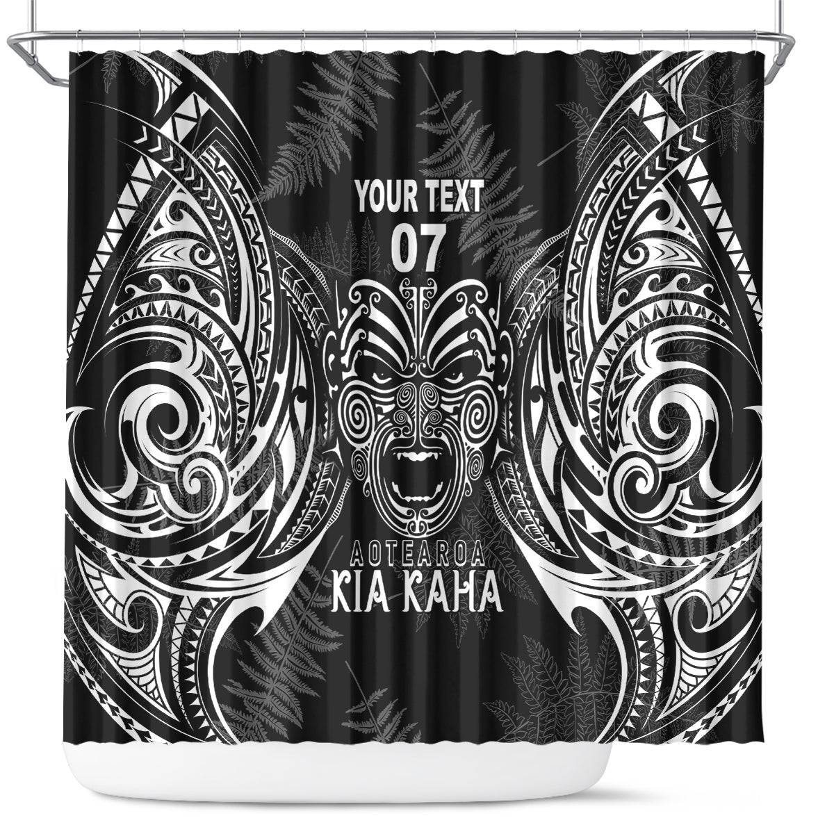 New Zealand Rugby Shower Curtain 2023 World Cup Aotearoa Create History LT7 Black - Polynesian Pride