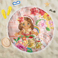 Aloha Hawaii Beach Blanket Kawaii Mele Kalikimaka - Pastel Fever LT7 One Size 150cm Peach - Polynesian Pride