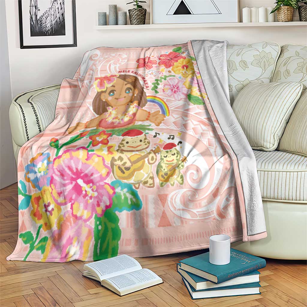 Aloha Hawaii Blanket Kawaii Mele Kalikimaka - Pastel Fever LT7 Peach - Polynesian Pride
