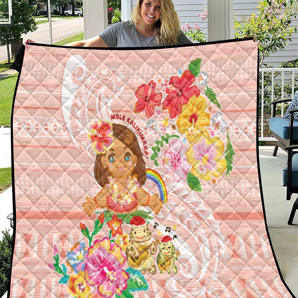 Aloha Hawaii Quilt Kawaii Mele Kalikimaka - Pastel Fever LT7 Peach - Polynesian Pride