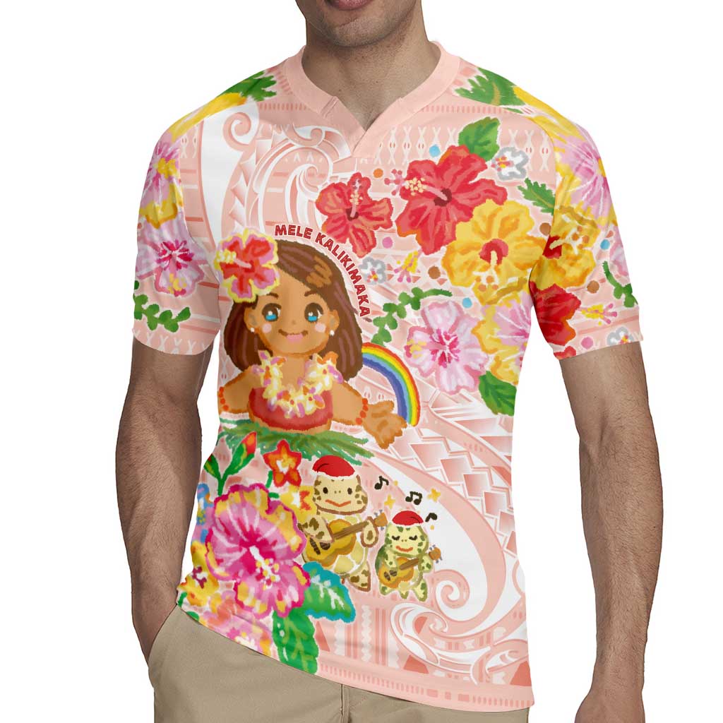 Aloha Hawaii Rugby Jersey Kawaii Mele Kalikimaka - Pastel Fever LT7 - Polynesian Pride