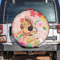 Aloha Hawaii Spare Tire Cover Kawaii Mele Kalikimaka - Pastel Fever LT7 Peach - Polynesian Pride
