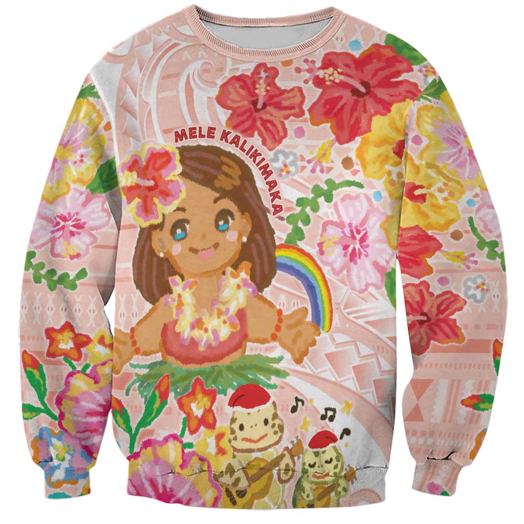 Aloha Hawaii Sweatshirt Kawaii Mele Kalikimaka - Pastel Fever LT7 Unisex Peach - Polynesian Pride