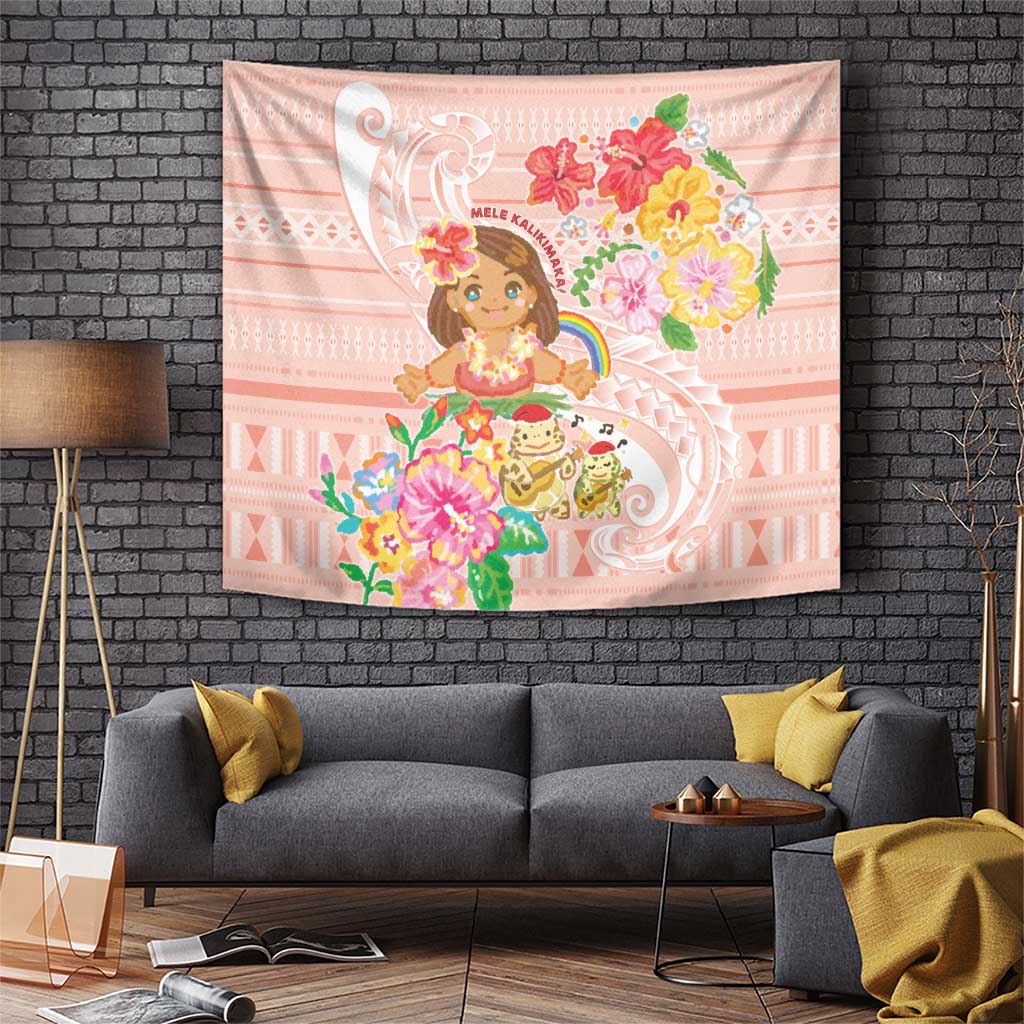 Aloha Hawaii Tapestry Kawaii Mele Kalikimaka - Pastel Fever LT7 Peach - Polynesian Pride