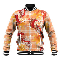 Orange Palaka Hawaii Aloha Baseball Jacket Koi Pond Mix Japanese Maple LT7 Unisex Orange - Polynesian Pride