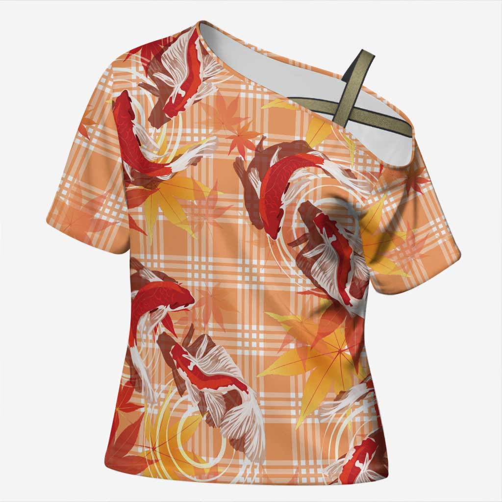 Orange Palaka Hawaii Aloha Cross Shoulder Shirt Koi Pond Mix Japanese Maple LT7 Female Orange - Polynesian Pride