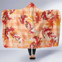 Orange Palaka Hawaii Aloha Hooded Blanket Koi Pond Mix Japanese Maple LT7 One Size Orange - Polynesian Pride