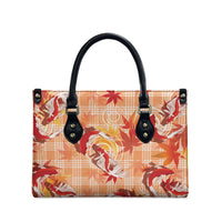 Orange Palaka Hawaii Aloha Leather Bag Koi Pond Mix Japanese Maple LT7 - Polynesian Pride