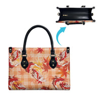 Orange Palaka Hawaii Aloha Leather Bag Koi Pond Mix Japanese Maple LT7 - Polynesian Pride