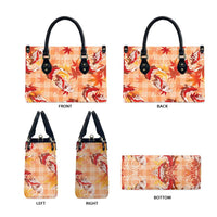 Orange Palaka Hawaii Aloha Leather Bag Koi Pond Mix Japanese Maple LT7 - Polynesian Pride
