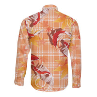 Orange Palaka Hawaii Aloha Long Sleeve Button Shirt Koi Pond Mix Japanese Maple LT7 - Polynesian Pride