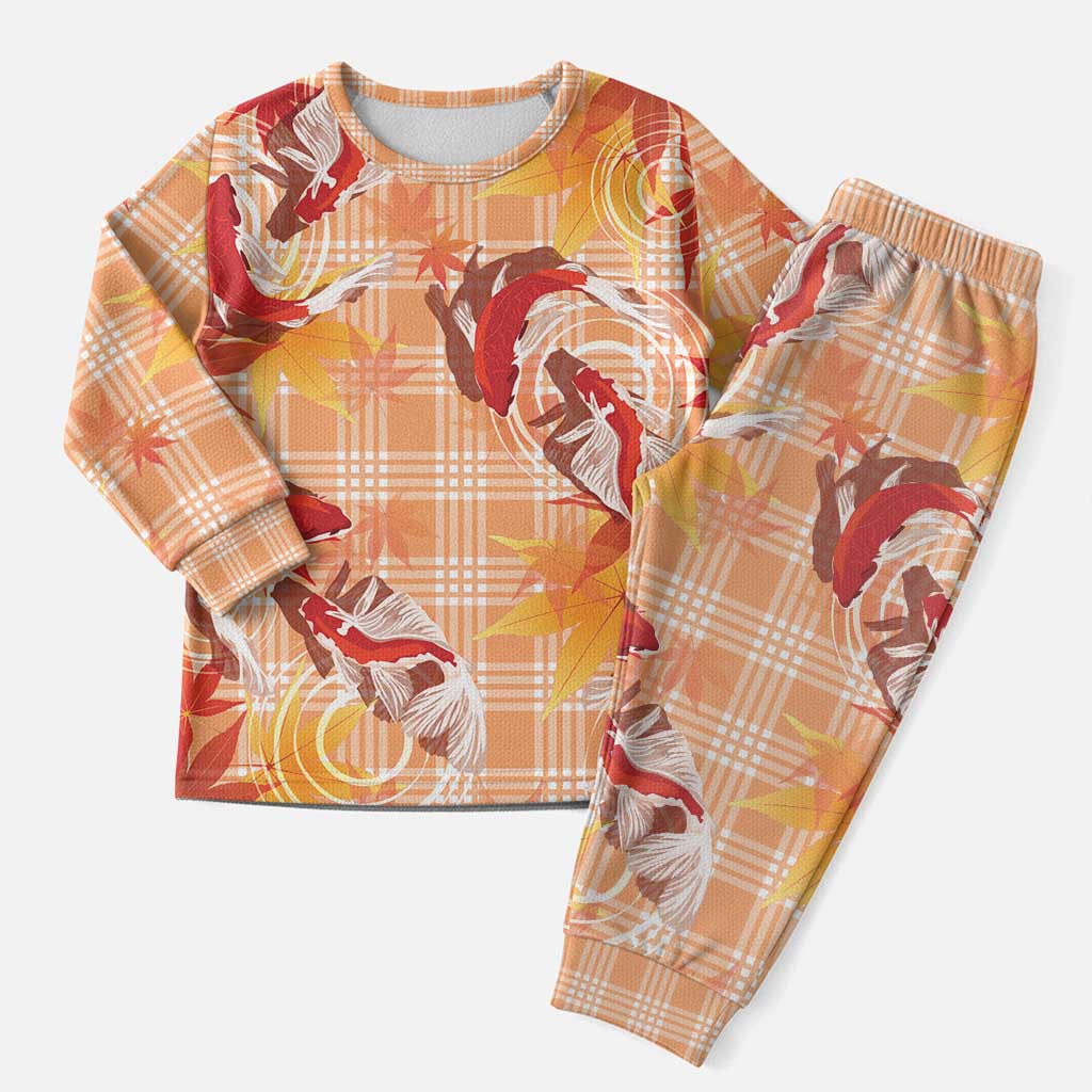 Orange Palaka Hawaii Aloha Christmas Pajama Set Koi Pond Mix Japanese Maple LT7 Men Orange - Polynesian Pride