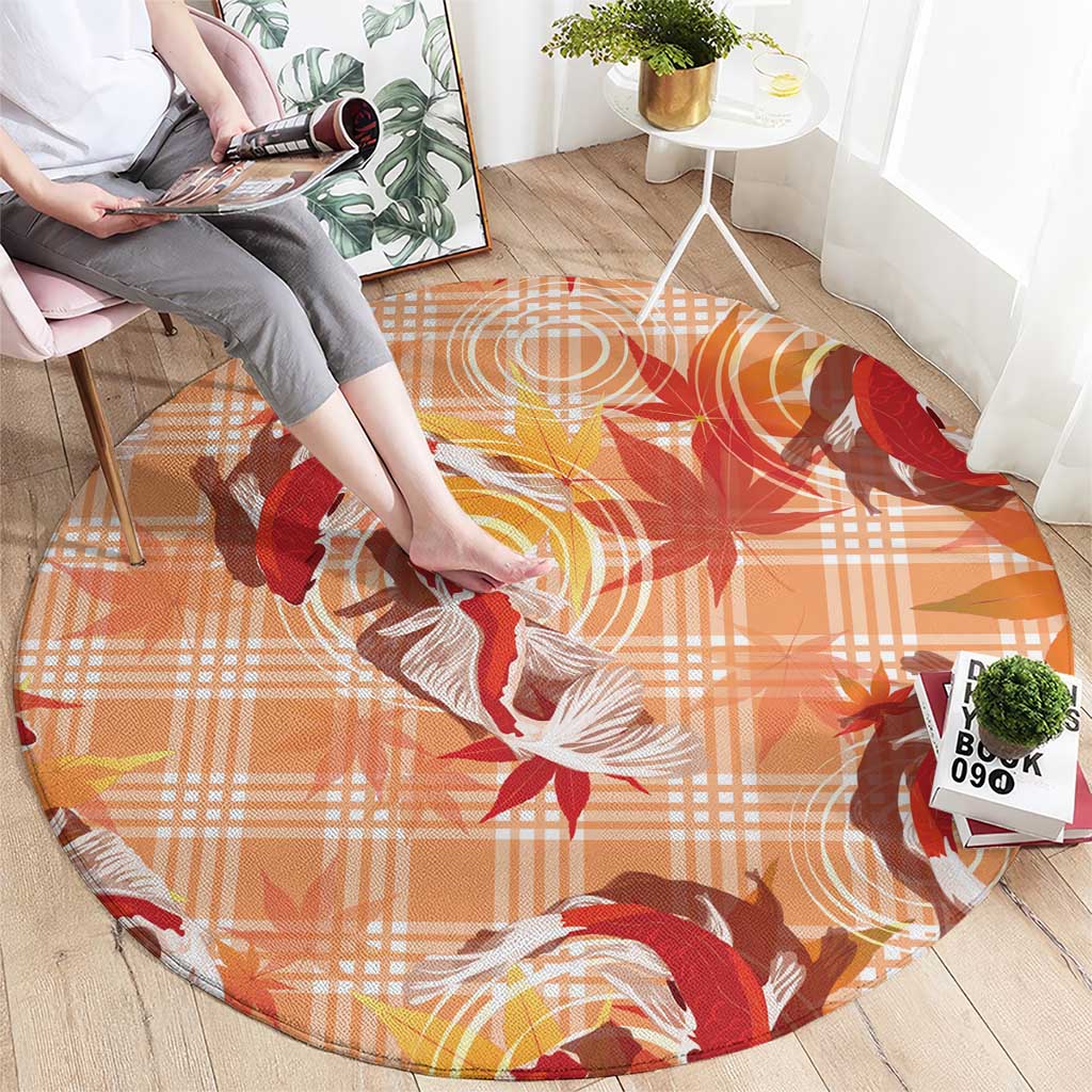 Orange Palaka Hawaii Aloha Round Carpet Koi Pond Mix Japanese Maple LT7 - Polynesian Pride