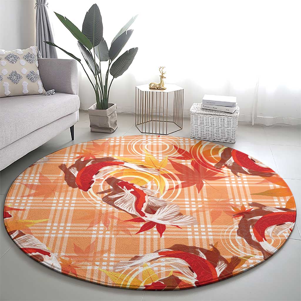 Orange Palaka Hawaii Aloha Round Carpet Koi Pond Mix Japanese Maple LT7 - Polynesian Pride